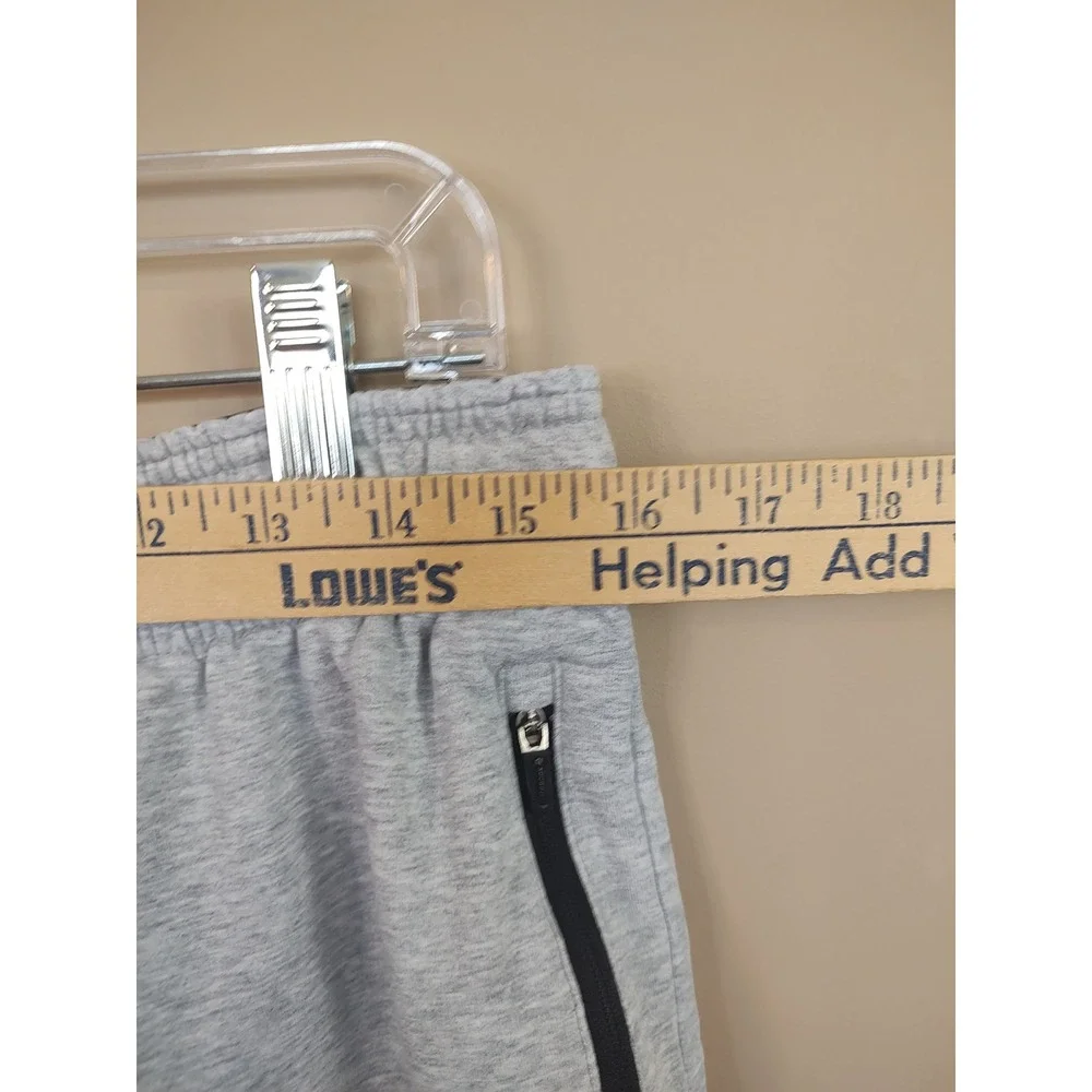 Reebok Mens Heather Gray Fleece Sweatpants Zipper Pockets Large L Drawstring‎